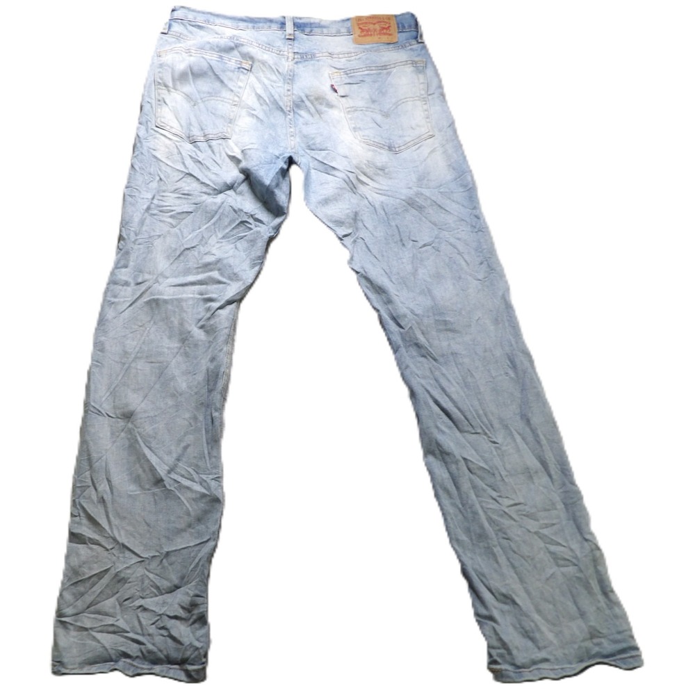 Levi's 513 Men W34 L32 Slim Straight Light Wash Stretch Jeans Distressed Faded